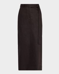 Slit Skirt in Wool-Cashmere Flannel