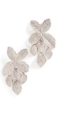 SHASHI Pave Flower Drop Earrings White Gold One Size