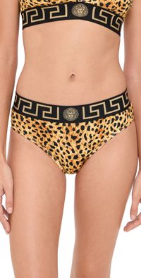 Versace Topeka Jersey Bi-Stretch Cotton Cheetah Allover Print Underwear Neutral 5