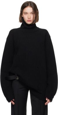 Ann Demeulemeester Black Tone Oversize Turtleneck