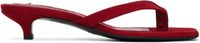 TOTEME Red Suede Heeled Flip-Flops