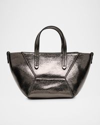 Duo Mini Metallic Leather Shopper Tote Bag