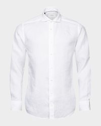 Men's Slim-Fit Solid Linen Dress Shirt
