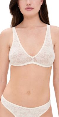Eberjey Soft Stretch Lace Plunge Bralette Ivory M
