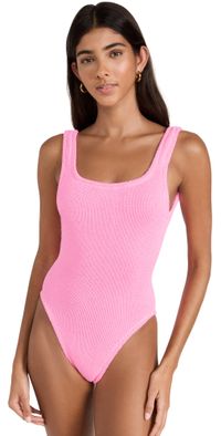 Hunza G Square Neck Swimsuit Bubblegum Pink One Size