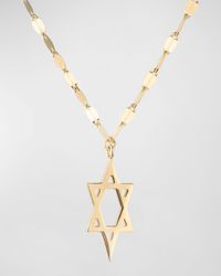14K Gold Star of David Charm Necklace with Jump Ring, 16-18"L