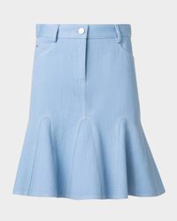 Godet Lightwash Denim Mini Skirt