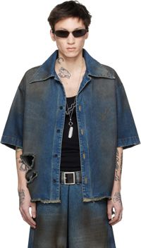 LU'U DAN Blue Boxy Denim Shirt
