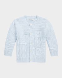 Boy's Cardigan W/ Bear Intarsia, Size 3M-24M