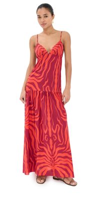 Johanna Ortiz Zea Palm Maxi Dress Wine/Dark Cherry 6