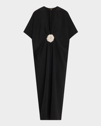 V-Neck Crepe Midi Caftan