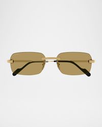 Men's Rimless Rectangle Metal Sunglasses