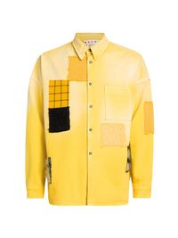 Men's Patchwork Button-Front Shirt - Maize - Size 38