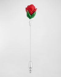 Men's Red Rose Lapel Pin