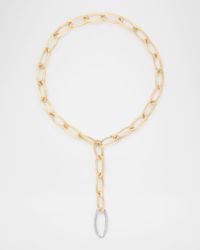 18K Yellow Gold Convertible Oval Link Lariat Necklace with Diamonds