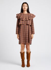 Bellepiece - Robe droite col rond en coton - Taille M - Marron