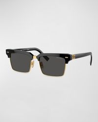 Logo Mixed-Media Square Sunglasses