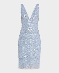 Deep V-Neck Bead & Sequin Dress