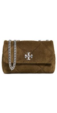 Tory Burch Kira Diamond Quilt Suede Small Convertible Bag Deep Olive One Size