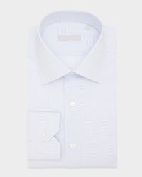 Men's Cotton Micro-Graph Check Point Collar Dress Shirt