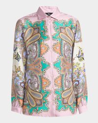 Pink Lucky Charm Medallion Silk Twill Blouse
