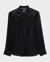 Men's Embroidered Sheer Western Shirt