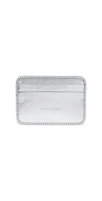 Acne Studios Leather Card Holder Silver One Size