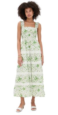 Hill House Home The Kimmy Maxi Nap Dress Sweet Peas/Green S