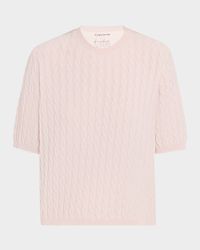 Cable Cashmere Short-Sleeve Sweater