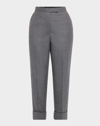 Backstrap Straight-Leg Crop Twill Trousers