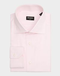 Men's Trecapi Cotton Micro-Structure Dress Shirt