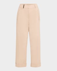 Cropped Chain-Trim Stretch Cotton Pants