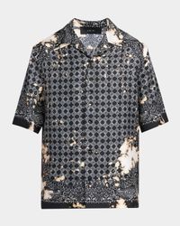 Men's Bleached Silk Bandana Bowling Shirt