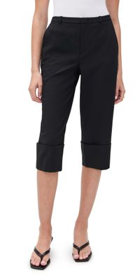 Vince Mid Rise Cuffed Cropped Pant Black 10