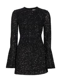 Women's Flared-Sleeves Sequin Minidress - Black - Size Large