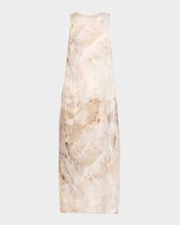 Sleeveless Side-Split Printed Midi Dress