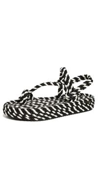 BOHONOMAD Hawaii Rope Platform Sandals Black/White 39