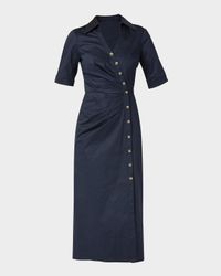 Margo Pleated Button-Front Midi Shirtdress