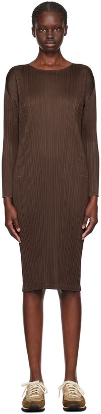 PLEATS PLEASE ISSEY MIYAKE Brown Monthly Colors September Midi Dress