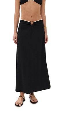 Johanna Ortiz Crinkle Black Keel Midi Skirt Black/Ecru 8