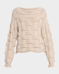Chunky Basket-Weave Wool Knit Sweater