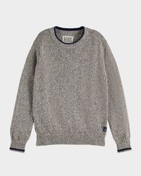 Boy's Melange Knit Crewneck Sweater, Size 4-12