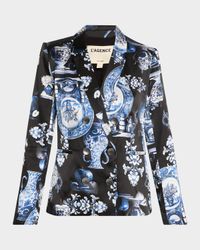Porcelain Colin Double-Breasted Silk Blazer