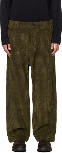 Jan-Jan Van Essche Pantalon vert en velours à côtes larges - O-Project