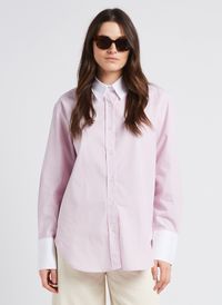 Samsoe Samsoe - Chemise col classique en coton bio - Taille L - Violet