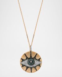Eye Light Multi-Diamond Disc Pendant Necklace