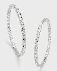 Lab Grown Diamond 18K White Gold Round Hoop Earrings, 2"L, 9.75tcw