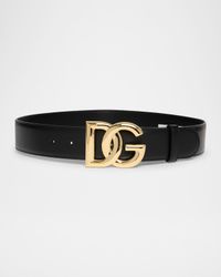 DG Logo Buckle Leather Belt