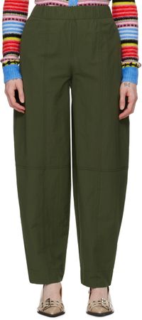 GANNI Pantalon incurvé vert