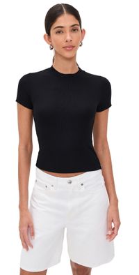 Stateside Fine 2x1 Rib Baby Tee Black L